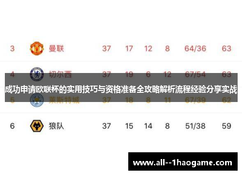 成功申请欧联杯的实用技巧与资格准备全攻略解析流程经验分享实战